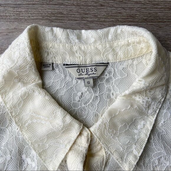 Guess Lace Button Down Stretch  Blouse Shirt - Picture 4 of 13